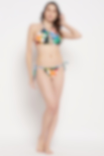 Multi-Colored Moss Printed Bikini Set by Zerokaata