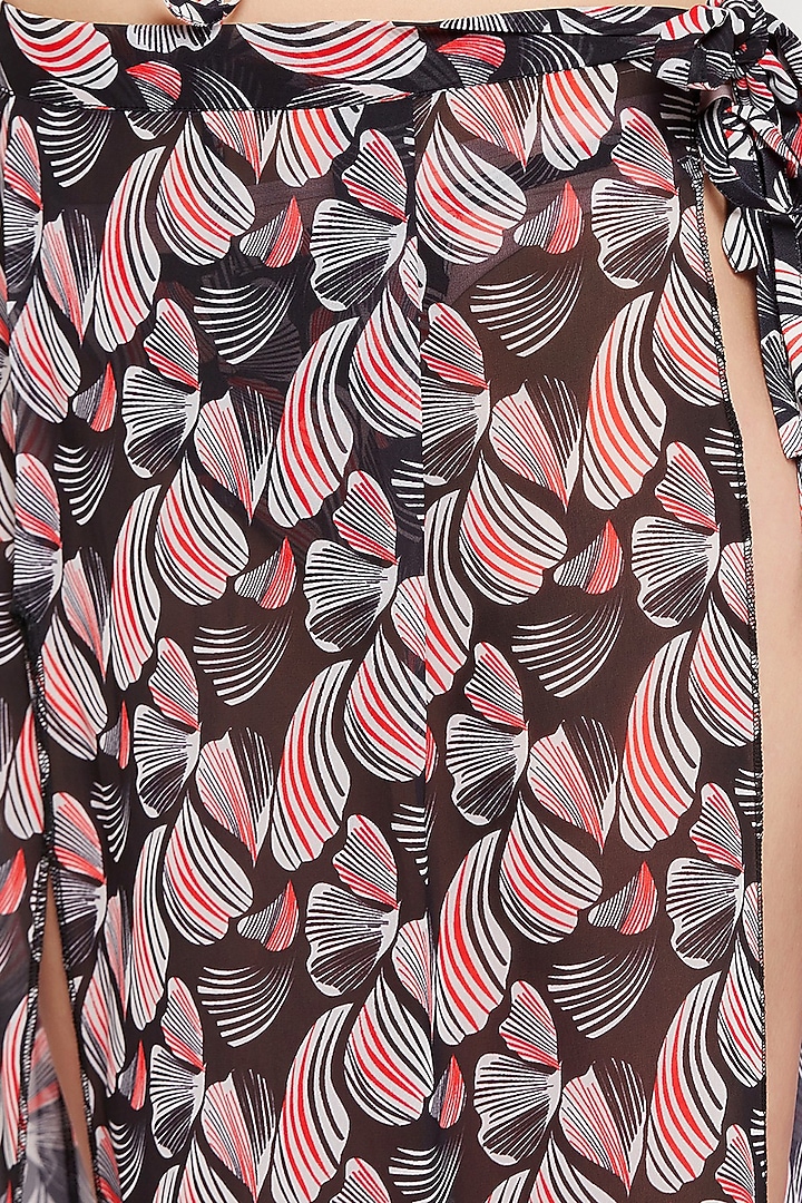Black Georgette Printed Wrap-Around Sarong by Zerokaata at Pernia's Pop Up Shop