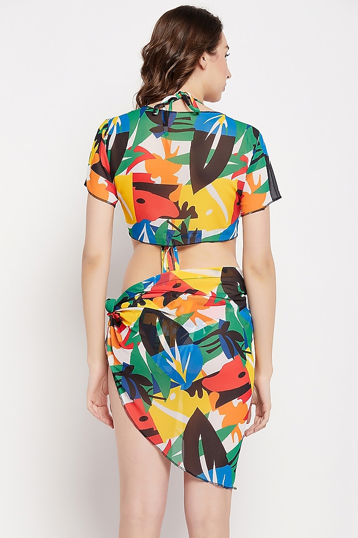 Multi-Colored Georgette Printed Sarong Set by Zerokaata at Pernia's Pop Up Shop