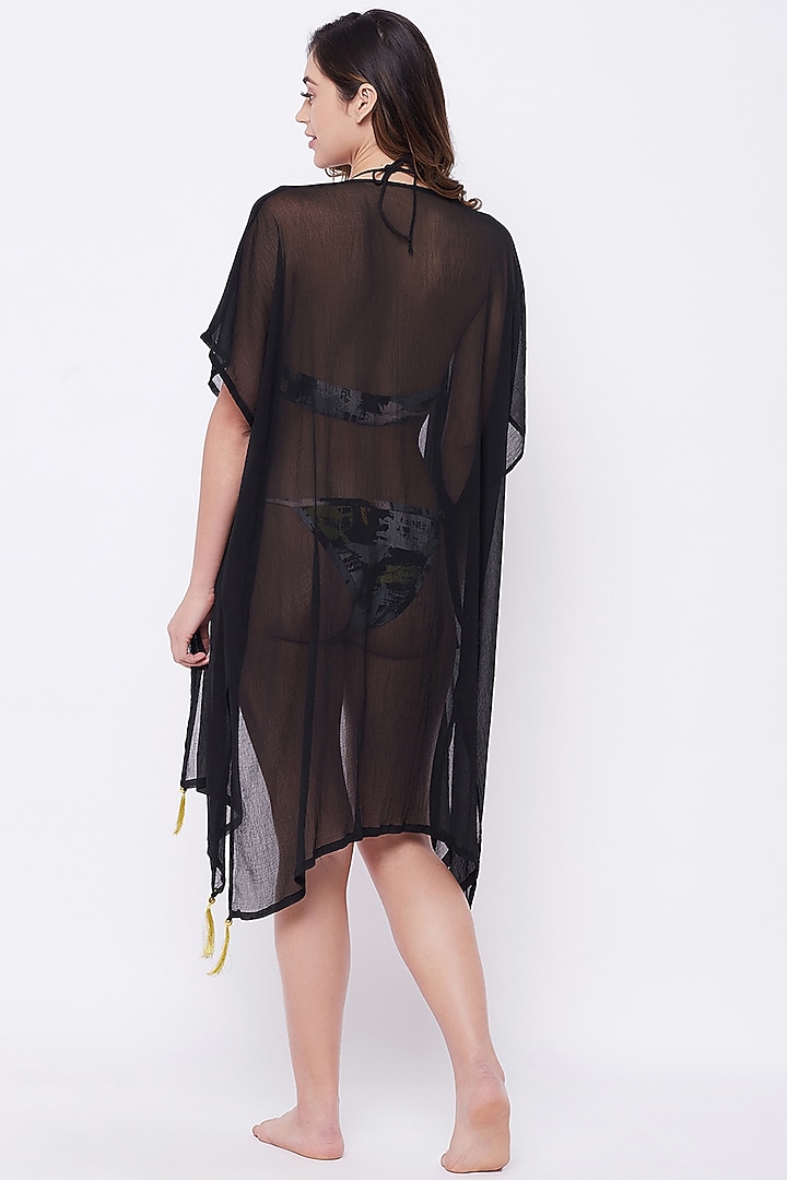 Black Georgette Cover-Up Dress by Zerokaata at Pernia's Pop Up Shop