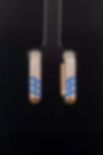18kt Rose Gold Finish Diamond Turquoise Enameled J-Hoop Earrings by Zewar By Valchandson jewellers at Pernia's Pop Up Shop