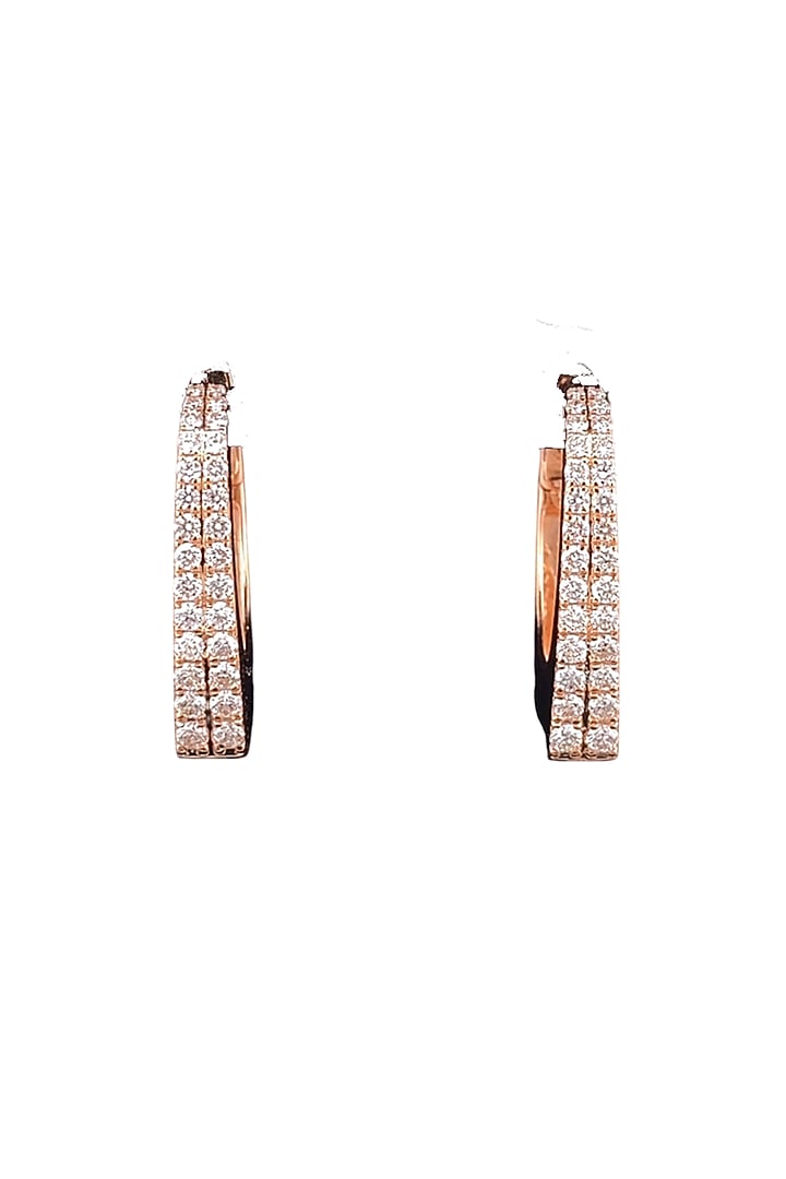 18kt Rose Gold Finish Brilliant-Cut Diamond Hoop Earrings by Zewar By Valchandson jewellers at Pernia's Pop Up Shop