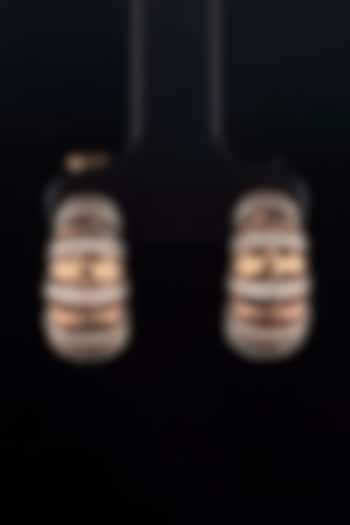 18kt Rose Gold Finish Layered Diamond Hoop Earrings by Zewar By Valchandson jewellers at Pernia's Pop Up Shop