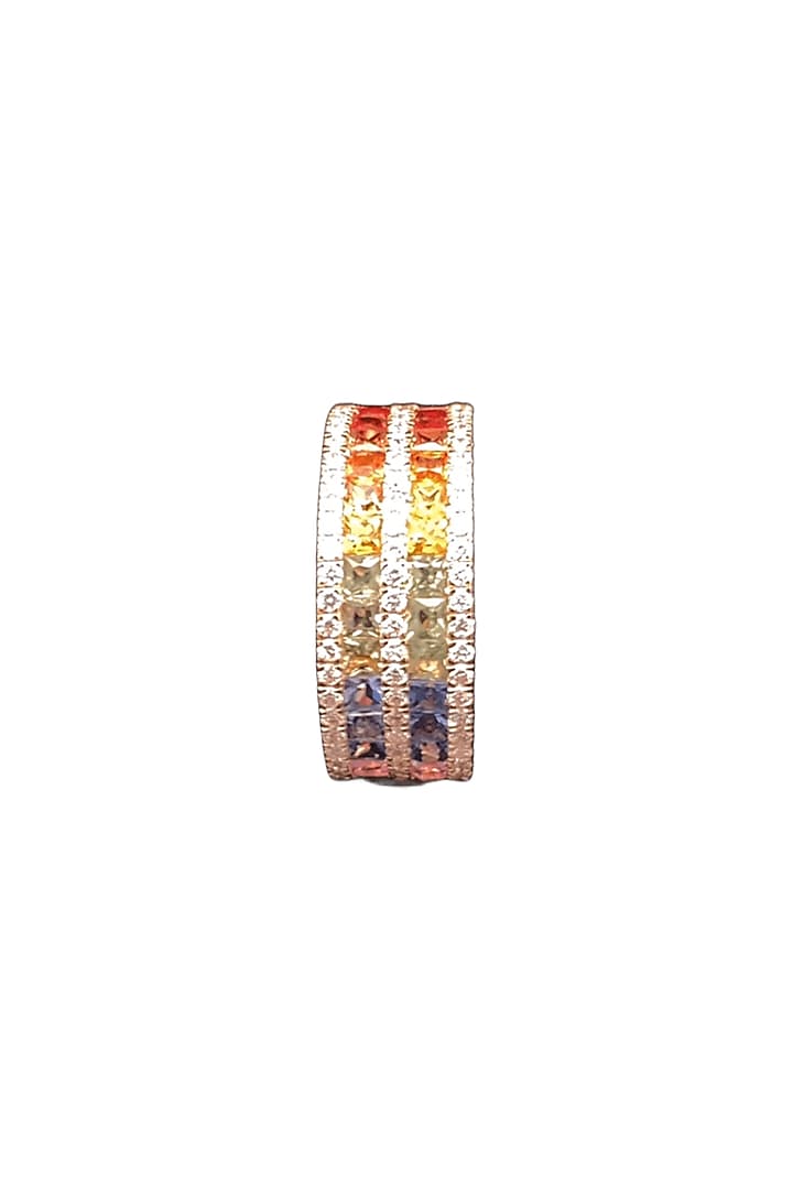18kt Rose Gold Finish Diamond & Multi-Colored Sapphire Ring by Zewar By Valchandson jewellers at Pernia's Pop Up Shop