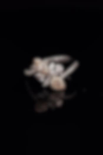 18kt Two-Tone Finish Marquise & Pear-Cut Diamond Floral Ring by Zewar By Valchandson jewellers at Pernia's Pop Up Shop
