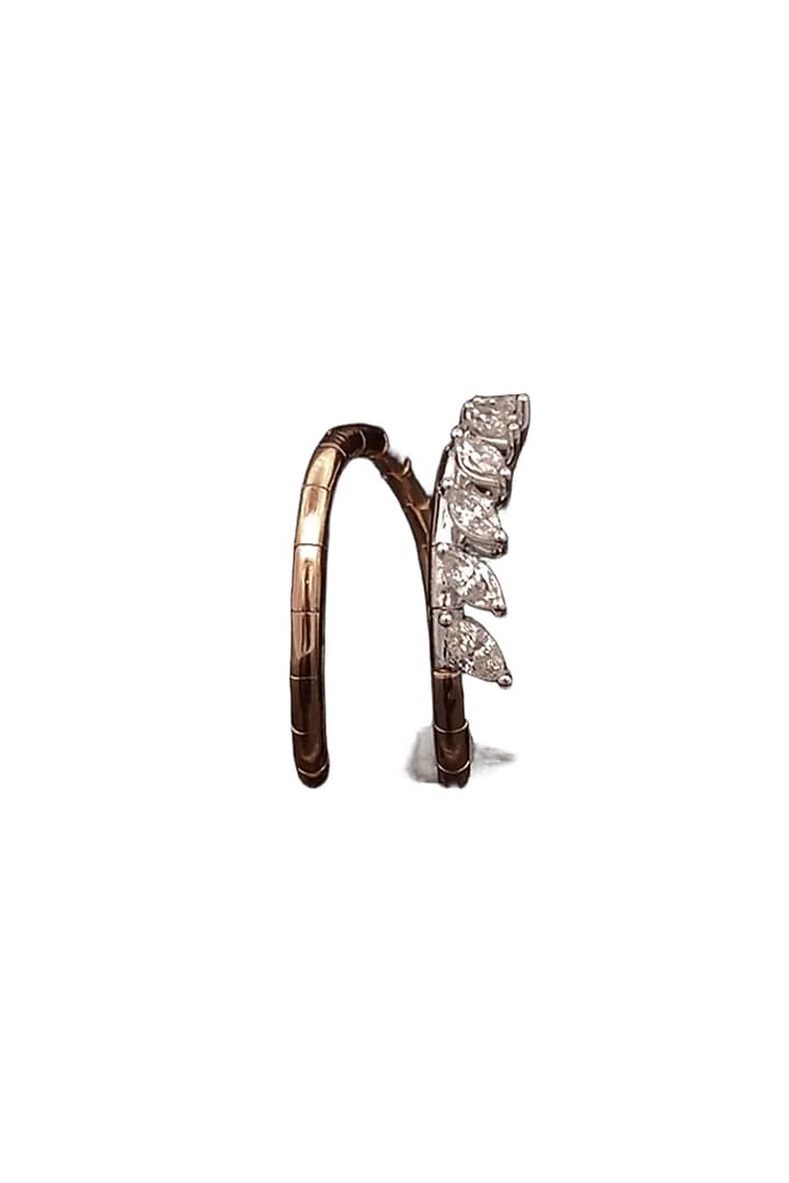 18kt Rose Gold Finish Diamond Open Ring by Zewar By Valchandson jewellers at Pernia's Pop Up Shop