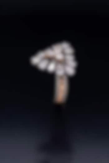 18kt Rose Gold Finish Marquise-Cut Diamond Ring by Zewar By Valchandson jewellers at Pernia's Pop Up Shop