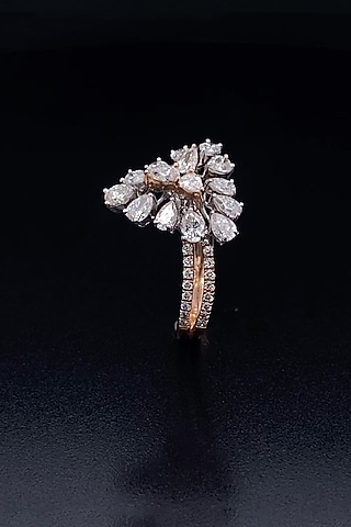 18kt Rose Gold Finish Marquise-Cut Diamond Ring by Zewar By Valchandson jewellers