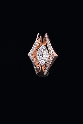 18kt Two-Tone Finish Marquise Diamond Kite-Shaped Ring by Zewar By Valchandson jewellers