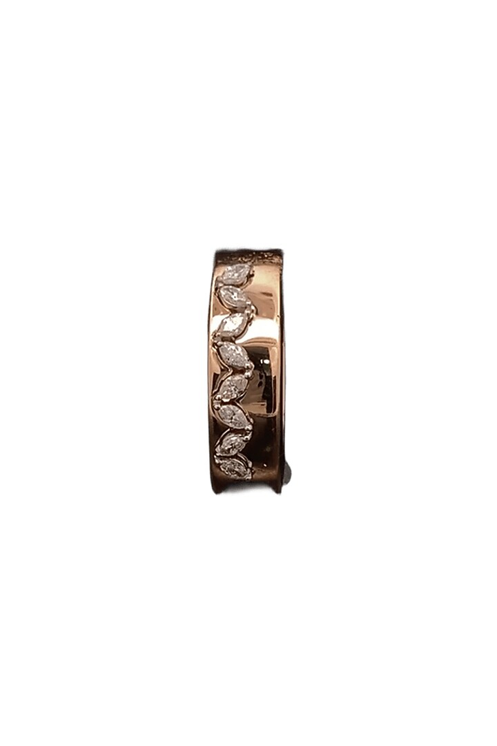 18kt Rose Gold Finish Carved Leaf Motifs Diamond Ring by Zewar By Valchandson jewellers at Pernia's Pop Up Shop