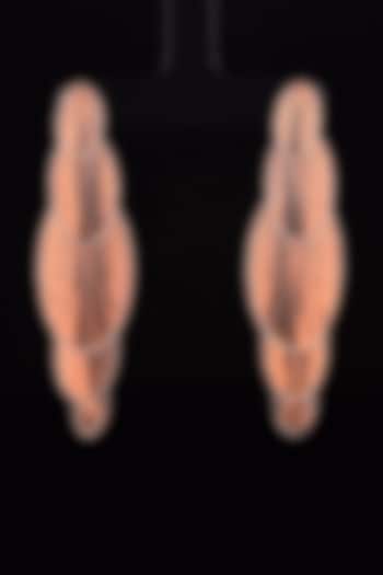18kt Rose Gold Finish Textured Floral Dangler Earrings by Zewar By Valchandson jewellers at Pernia's Pop Up Shop