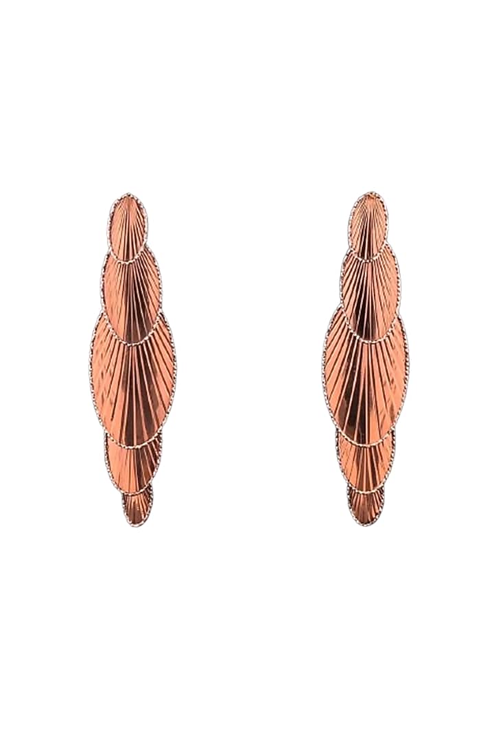 18kt Rose Gold Finish Textured Floral Dangler Earrings by Zewar By Valchandson jewellers at Pernia's Pop Up Shop