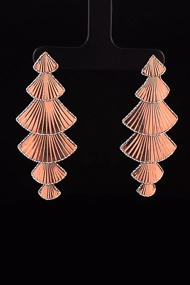 18kt Rose Gold Finish Tiered Dangler Earrings by Zewar By Valchandson jewellers at Pernia's Pop Up Shop