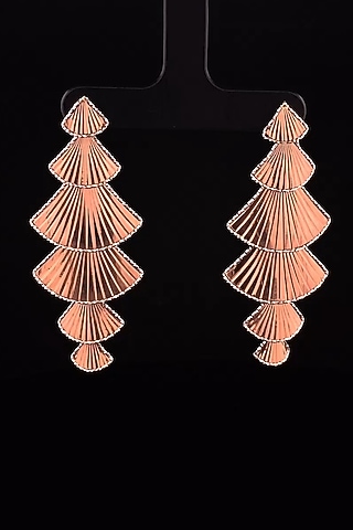 18kt Rose Gold Finish Tiered Dangler Earrings by Zewar By Valchandson jewellers