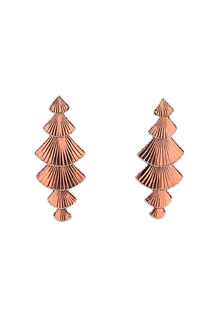 18kt Rose Gold Finish Tiered Dangler Earrings by Zewar By Valchandson jewellers at Pernia's Pop Up Shop