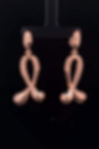 18kt Rose Gold Finish Loop Ribbon Drop Earrings by Zewar By Valchandson jewellers at Pernia's Pop Up Shop
