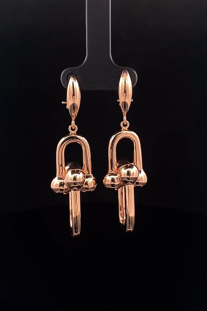 18kt Rose Gold Finish Bow-Shaped Drop Earrings by Zewar By Valchandson jewellers at Pernia's Pop Up Shop