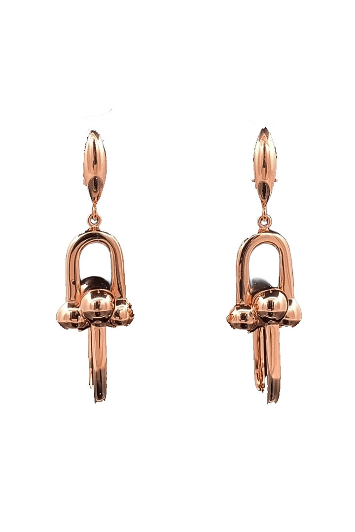 18kt Rose Gold Finish Bow-Shaped Drop Earrings by Zewar By Valchandson jewellers at Pernia's Pop Up Shop