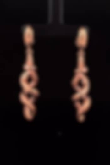 18kt Rose Gold Finish Twisted Helix Drop Earrings by Zewar By Valchandson jewellers at Pernia's Pop Up Shop