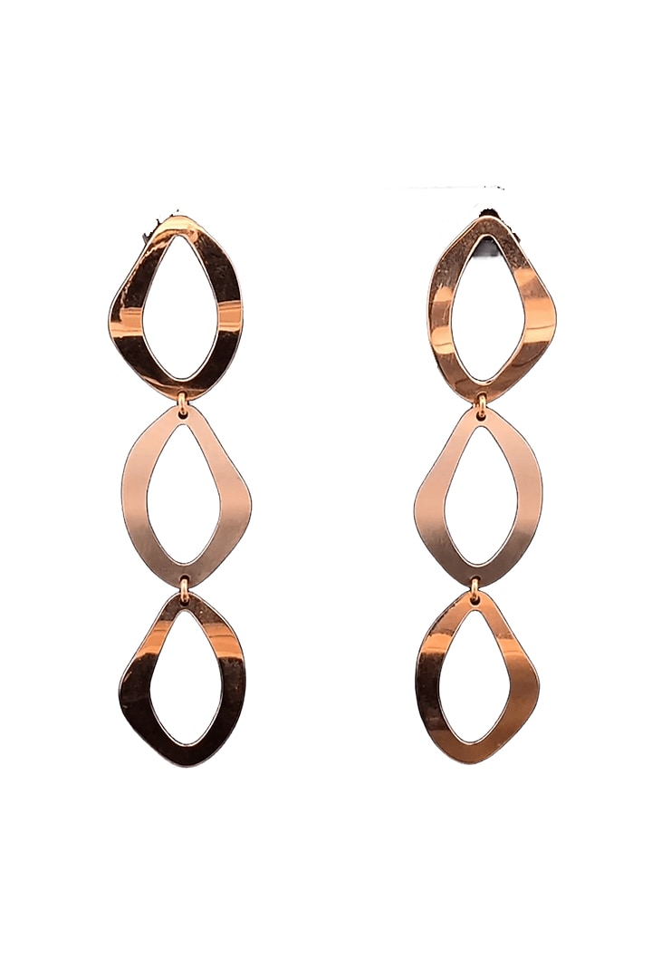 18kt Two Tone Finish Marquise-Shape Link Drop Earrings by Zewar By Valchandson jewellers at Pernia's Pop Up Shop