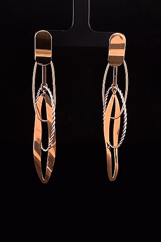 18kt Two Tone Finish Oval Twisted Rope Drop Earrings by Zewar By Valchandson jewellers
