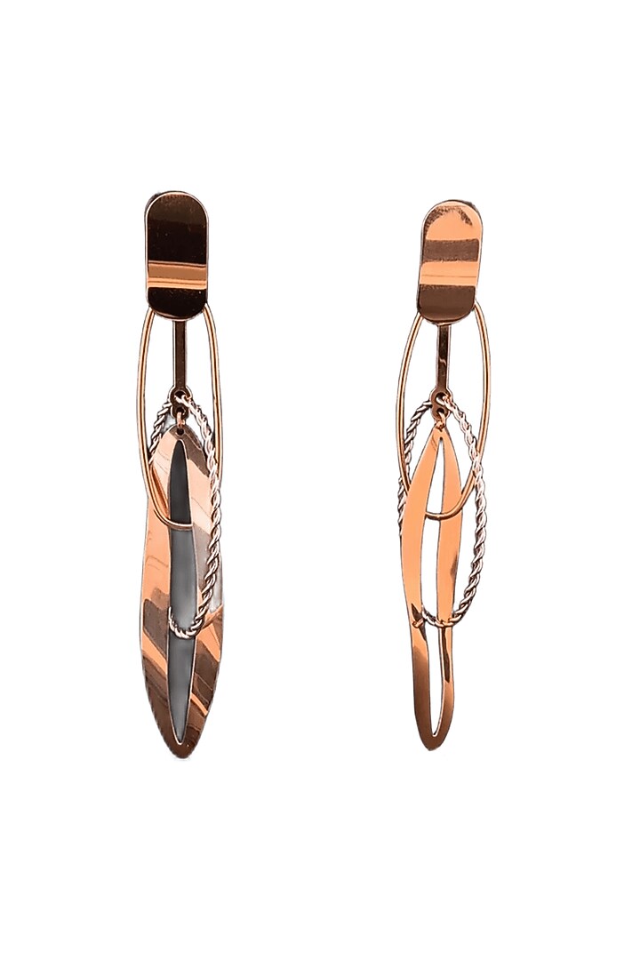18kt Two Tone Finish Oval Twisted Rope Drop Earrings by Zewar By Valchandson jewellers at Pernia's Pop Up Shop