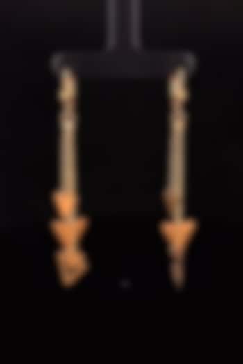 18kt Rose Gold Triangle Charm Drop Earrings by Zewar By Valchandson jewellers at Pernia's Pop Up Shop
