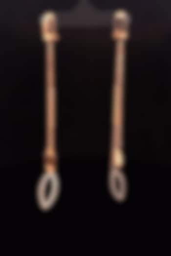 18kt Two Tone Finish Marquise Drop Slender Chain Earrings by Zewar By Valchandson jewellers at Pernia's Pop Up Shop