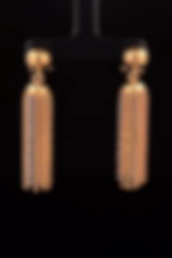 18kt Two Tone Finish Beaded Chain Tassel Drop Earrings by Zewar By Valchandson jewellers at Pernia's Pop Up Shop