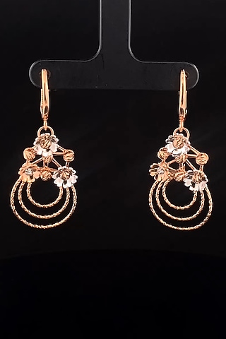 18kt Rose Gold Finish Beaded Chain Tassel Drop Earrings by Zewar By Valchandson jewellers