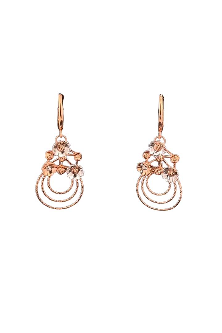 18kt Rose Gold Finish Beaded Chain Tassel Drop Earrings by Zewar By Valchandson jewellers at Pernia's Pop Up Shop