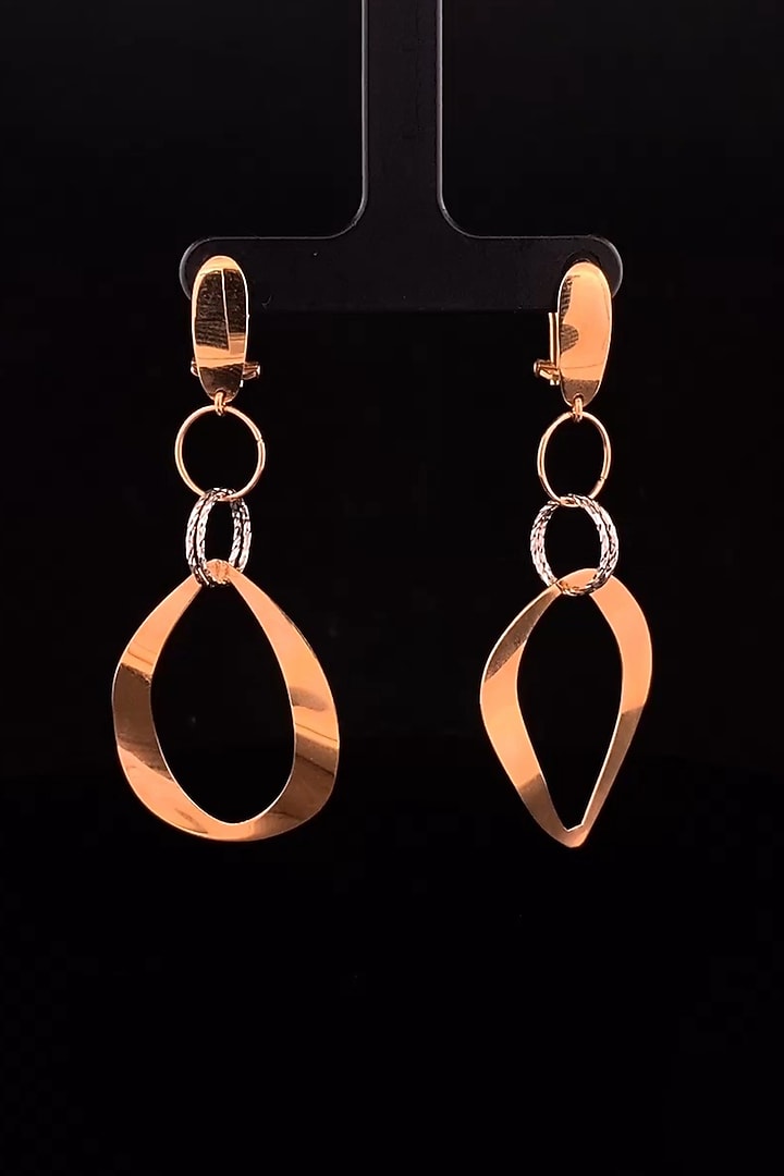 18kt Rose Gold Finish Twisted Ribbon Teardrop Earrings by Zewar By Valchandson jewellers at Pernia's Pop Up Shop