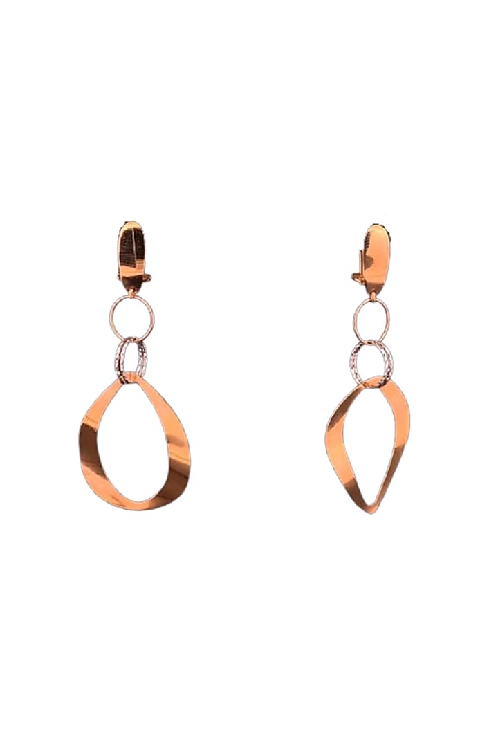 18kt Rose Gold Finish Twisted Ribbon Teardrop Earrings by Zewar By Valchandson jewellers at Pernia's Pop Up Shop
