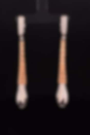 18kt Two Tone Finish Slim Elongated Cone Drop Earrings by Zewar By Valchandson jewellers at Pernia's Pop Up Shop
