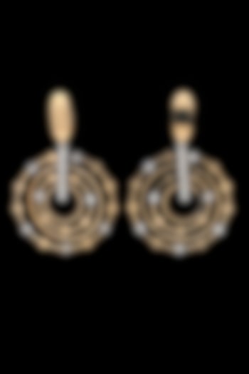 18kt Two Tone Finish Concentric Circle Drop Earrings by Zewar By Valchandson jewellers at Pernia's Pop Up Shop