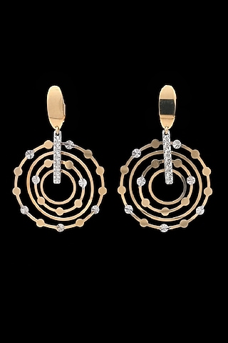 18kt Two Tone Finish Concentric Circle Drop Earrings by Zewar By Valchandson jewellers