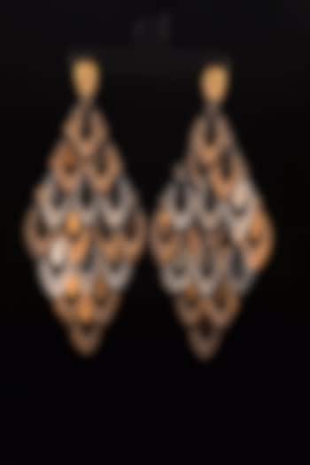 18kt Two Tone Finish Diamond-Shape Chandelier Earrings by Zewar By Valchandson jewellers at Pernia's Pop Up Shop