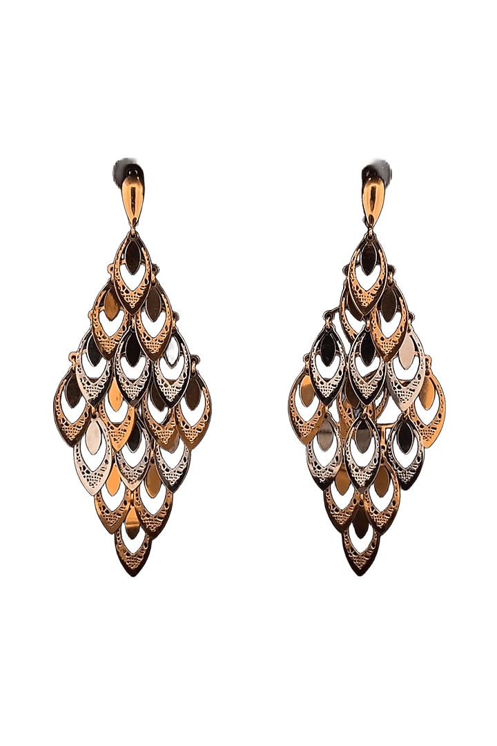 18kt Two Tone Finish Diamond-Shape Chandelier Earrings by Zewar By Valchandson jewellers at Pernia's Pop Up Shop