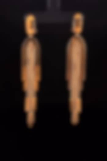 18kt Two Tone Finish Arch-Frame Chain Tassel Drop Earrings by Zewar By Valchandson jewellers at Pernia's Pop Up Shop