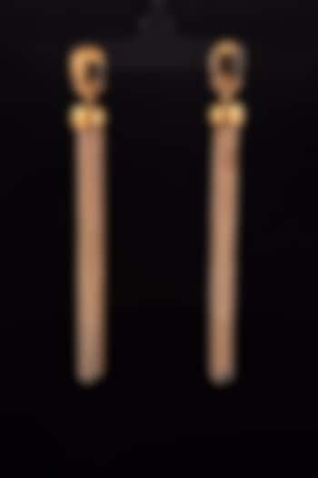18kt Rose Gold Finish Slim Chain Tassel Drop Earrings by Zewar By Valchandson jewellers at Pernia's Pop Up Shop