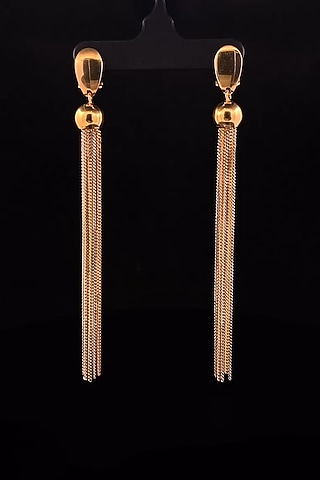 18kt Rose Gold Finish Slim Chain Tassel Drop Earrings by Zewar By Valchandson jewellers