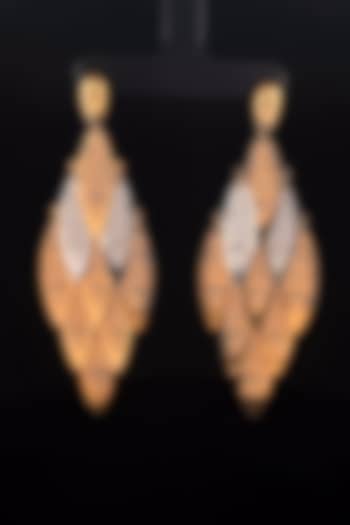 18kt Two Tone Finish Diamond-Shaped Filigree Feather Chandelier Earrings by Zewar By Valchandson jewellers at Pernia's Pop Up Shop