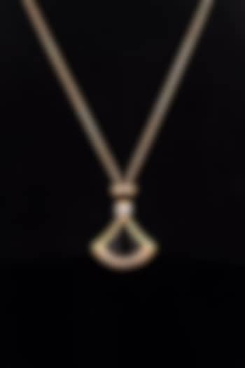 18kt Rose Gold Finish Black Onyx Fan-Shaped Pendant by Zewar By Valchandson jewellers at Pernia's Pop Up Shop