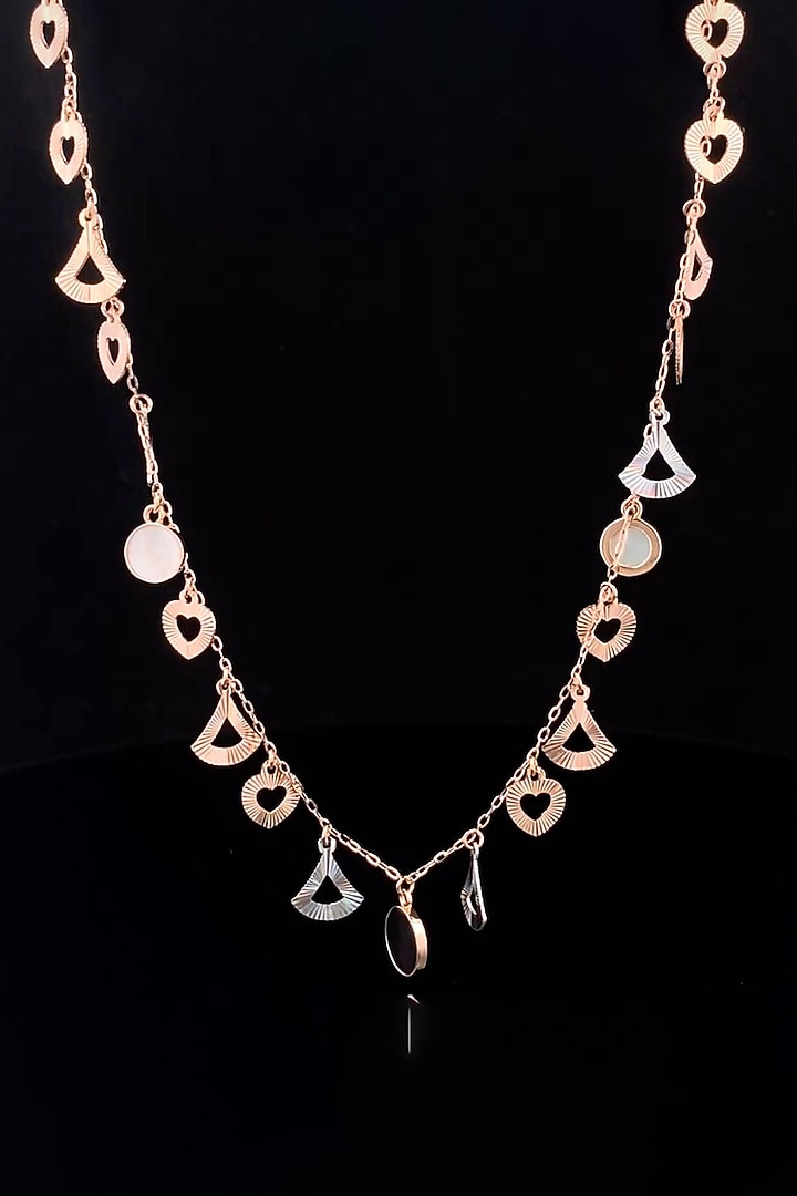18kt Two Tone Finish Multi-Charm Necklace by Zewar By Valchandson jewellers at Pernia's Pop Up Shop