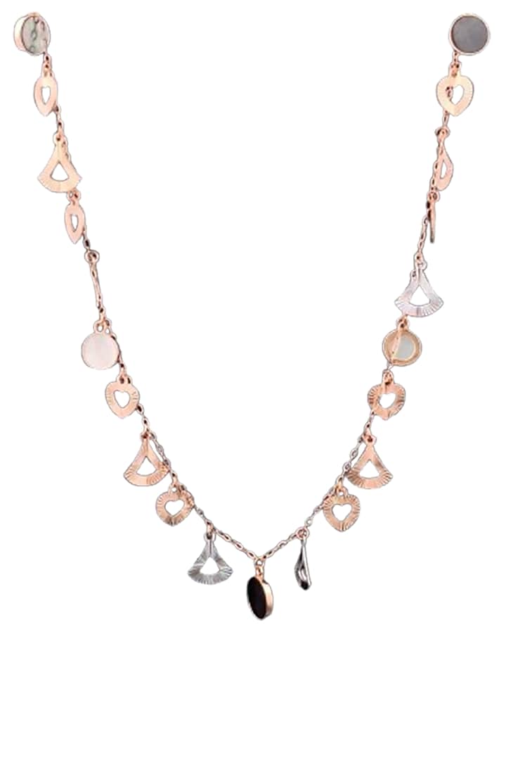 18kt Two Tone Finish Multi-Charm Necklace by Zewar By Valchandson jewellers at Pernia's Pop Up Shop