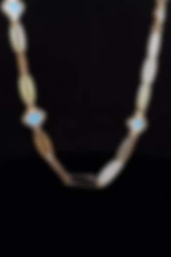 18kt Two Tone Finish Turquoise Diamond-Shape Charm Link Necklace by Zewar By Valchandson jewellers at Pernia's Pop Up Shop