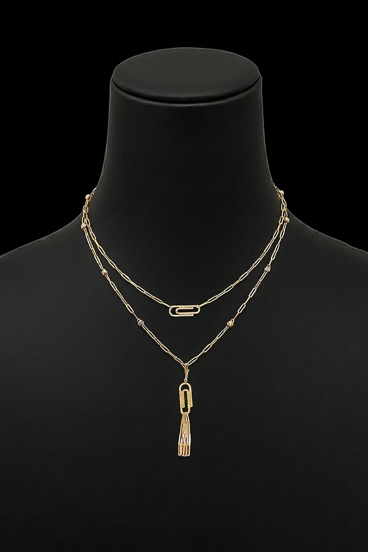 18kt Yellow Gold Finish Paperclip Link Layered Necklace by Zewar By Valchandson jewellers at Pernia's Pop Up Shop