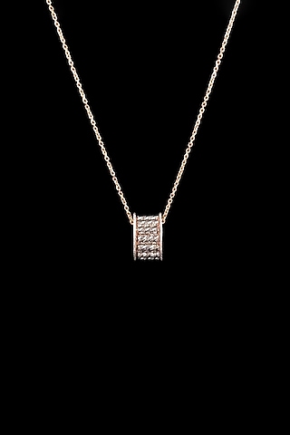 18kt Rose Gold Finish Diamond Pave Barrel Pendant Necklace by Zewar By Valchandson jewellers