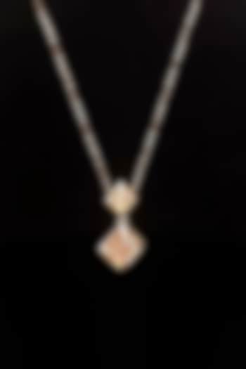 18kt Rose Gold Finish Diamond-Shaped Engraved Square Pendant Necklace by Zewar By Valchandson jewellers at Pernia's Pop Up Shop