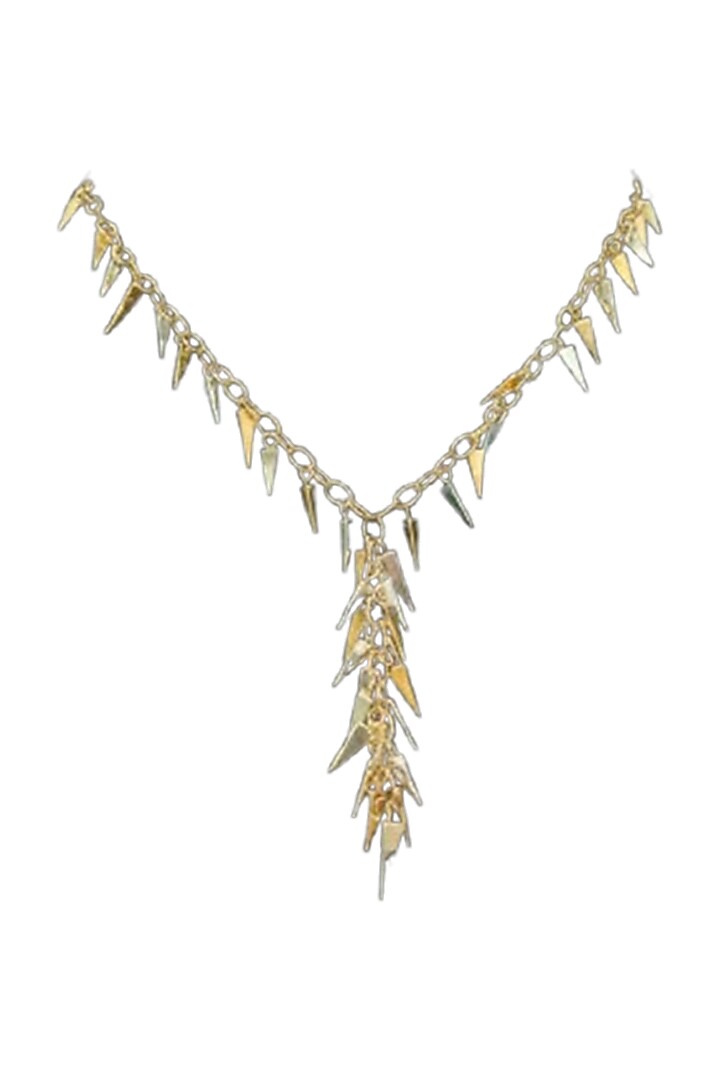 18kt Two Tone Finish Spike Charm Fringe Choker Necklace by Zewar By Valchandson jewellers at Pernia's Pop Up Shop